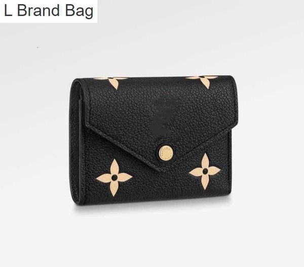 

l bag luxury women's m80968 victorine wallet short leather embossed card bag yypk, Black