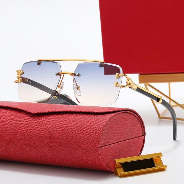 

women sunglasses designer square sunglasses lens metal decoration double nose frame black wooden legs bicolor lens american style rimless gl, White;black