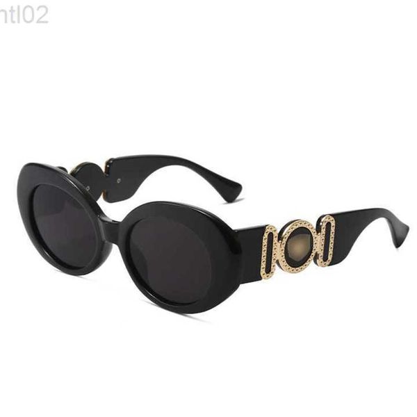 

designer versages sunglasses vercaces head double accessories round frame women's high-end sense sun protection party trend and fashion, White;black