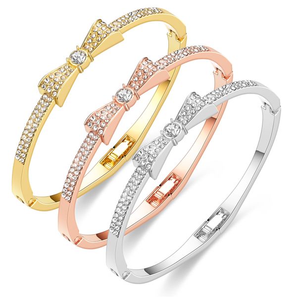 

women men love bracelet bangles silver rose gold screw screwdriver bow knot full diamond bracelet nail bracelet couple jewelry, Black