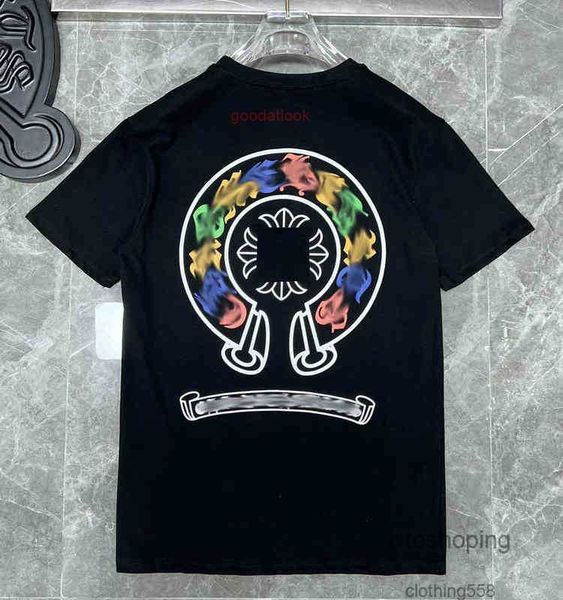 

men's luxury heart brand t shirts ch man t-shirt chromes summer fashion women cross sanskrit tees letter designer tshirts boy loose rou, White;black