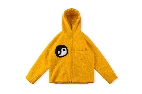 

2023 winter wool thickened jackets double sided lamb fleece black tai ji print jacket high street fashion double side wear, Black;brown