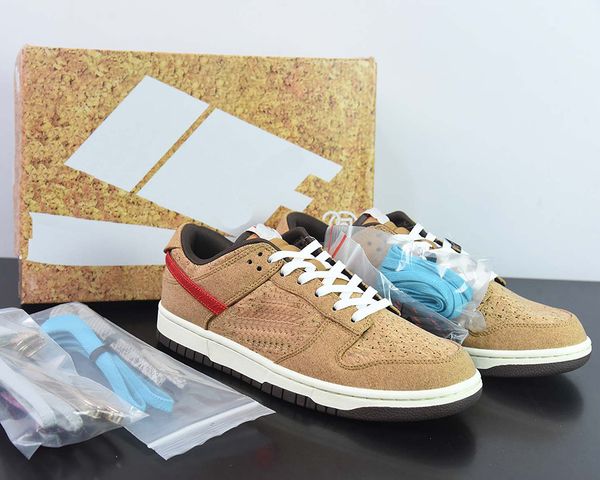 

clot x duks low cork skateboarding shoes natural flax coconut milk trainers sports sneakers with box