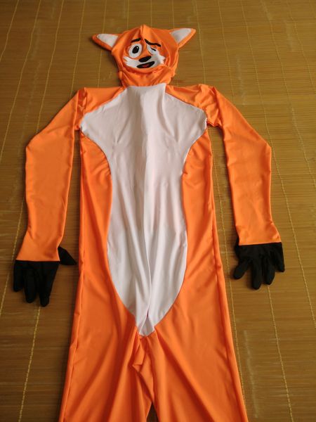 

new design jumpsuit fox cartoon animel cosplay full body spandex zentai catsuit halloween cosplay costume, Black
