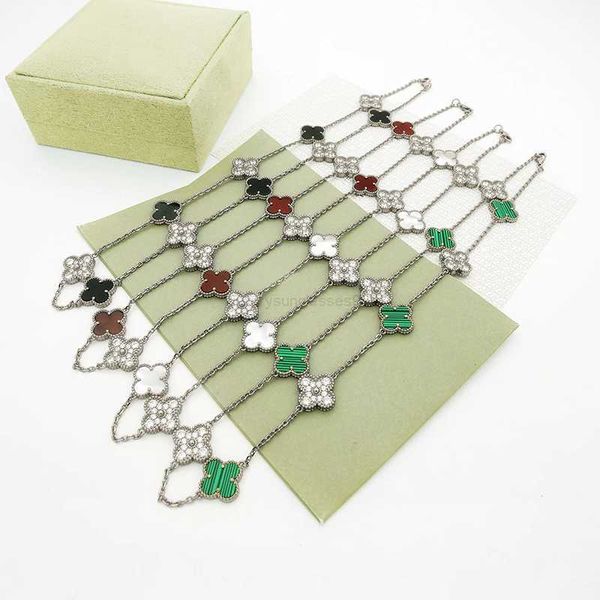 

luxury 10 brand diamond flower clover necklace new fashion titanium steel 18k gold necklace for women designer necklace jewelry, Golden;silver