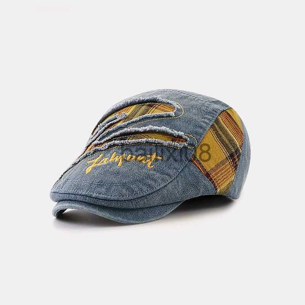 

stingy brim hats 2022 boy girl beret man small size denim ivy cap ladies spring summer restore newsboy hat 52-56cm j230802, Blue;gray