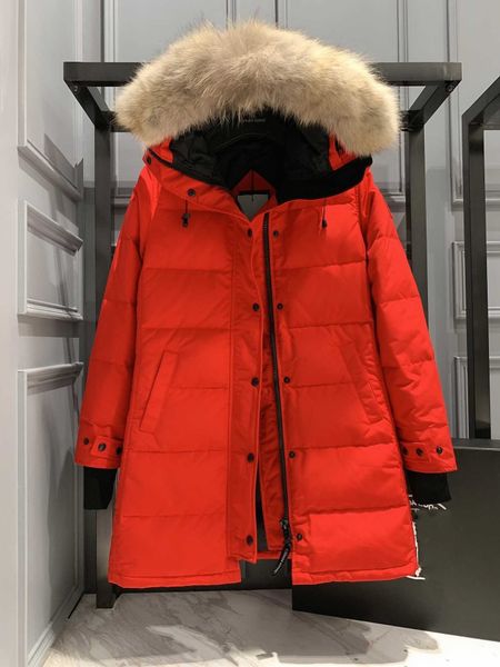 

designer canadian goose mid length version puffer down womens jacket down parkas winter thick warm coats womens windproof streetwear c53, Black