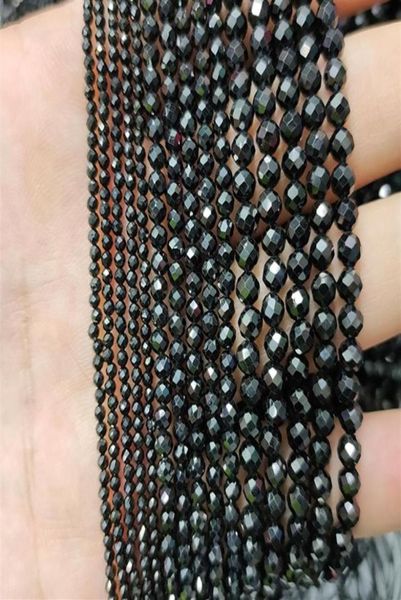 

whole natural black spinel faceted beads 2mm 3mm 4mm cutting loose reflective for jewelry necklace bracelet making210r3107120