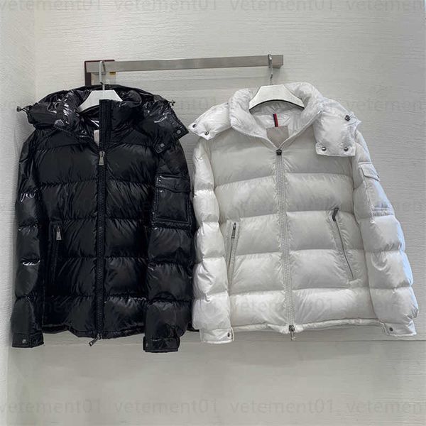 

monclears jackets women winter down puffer jacket original wash label hardware fashionable classic hooded short zipper downs coat designer b, Black