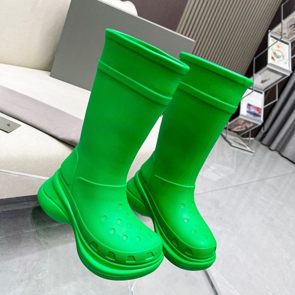 

designer boots wellies women's rubber rain boots fashion hole-hole platform shoes waterproof shoes doc martens 35-43, Black