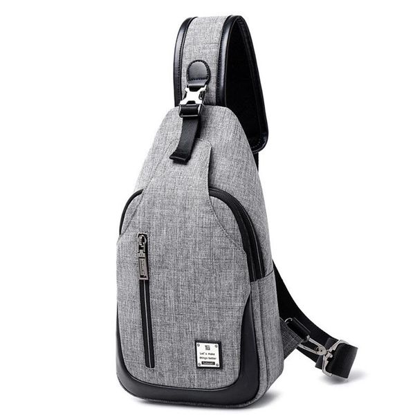 

canvas sling bag chest shoulder backpack crossbody bags for men women travel outdoors245q, Black;red