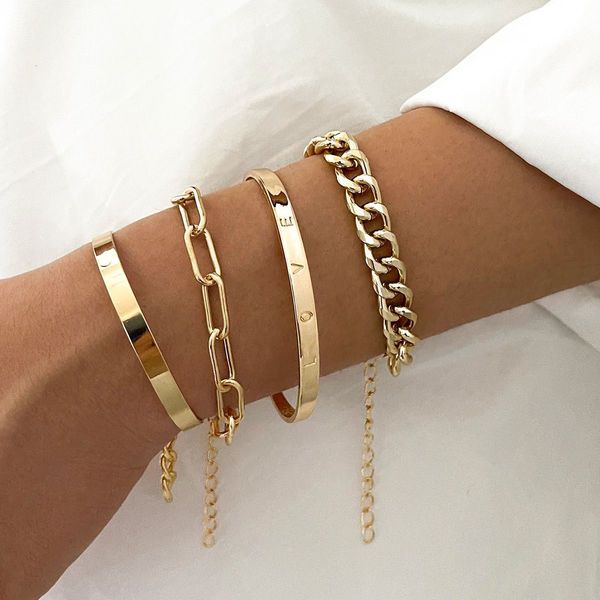 

charm bracelets 4pcs bracelet set gold for women chain boho fashion jewellery colourtrendy color copper 230802, Golden;silver