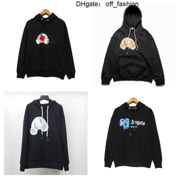 

mens palms designer hoodie flocking towel embroidery guillotine bears hoody hoodies men angles women sweaters hooded sweatshirts size s-xl f, Black