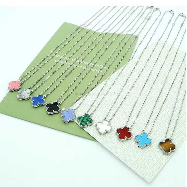 

brand designer luxury necklace for women fashionable new four-leaf clover necklace high-quality titanium steel 18k gold pendant necklace jew, Silver