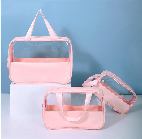 

cosmetic bag women 3 pieces transparent makeup wash bag travel set protable travel large capacity toiletry bags