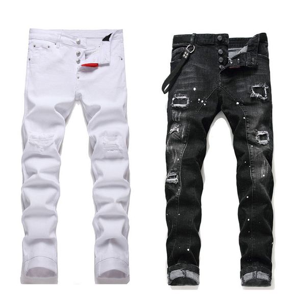 

women black stacked pants men skinny designer jeans vintage wash solid blue straight fit long casual denim trousers spring summer streetwear, Gray