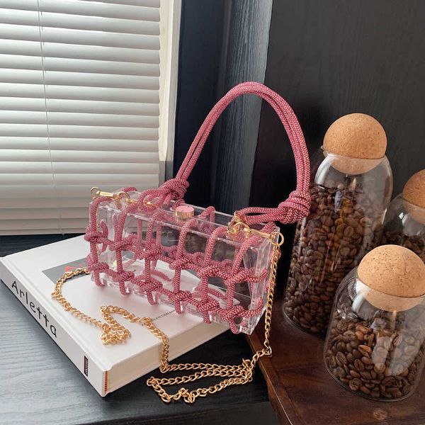 

barbiecoress small design handheld bag 2023 new advanced transparent box bag women's personalized trend versatile straddle bag 230802
