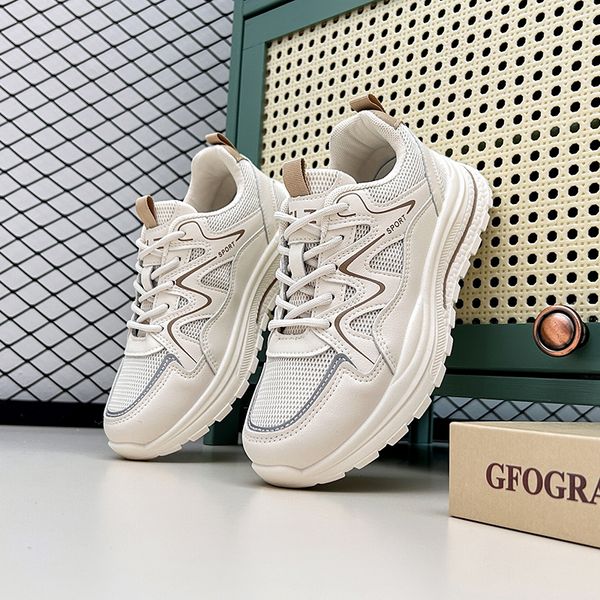 

women fashion summer2023 casual sneaker new shoes leather fashion trainer designer sneakers black white womens girls lace-up loafers outdoor
