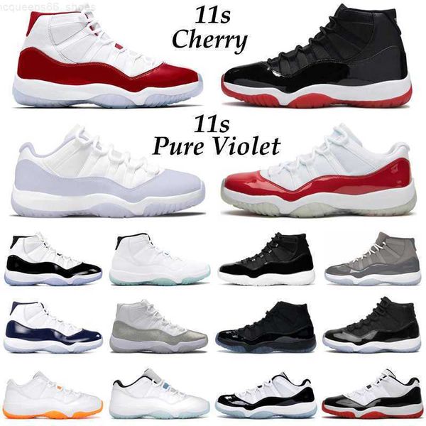 

og jumpman 11 cherry basketball shoes men women 11s low pure violet midnight navy cool grey bred concord 45 mens trainers, Black