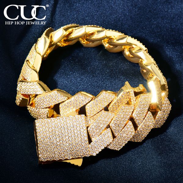 

charm bracelets cuc men hip hop bracelet 20mm 4 row miami cuban chain gold color iced out zirconia link fashion rock rapper jewelry 230801, Golden;silver