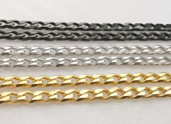 

lot 5meter in bulk 5mm blacksilver gold stainless steel curb link chain findings jewelry marking diy necklace bracelet1605472, Silver