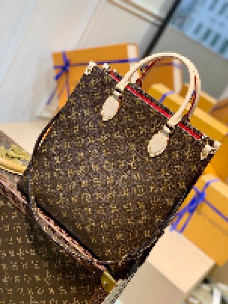 

luxury brand designer shopping bags sac plat mm handbag m45848 women tote travel real leather handbags shoulder evening bag lfop, Black
