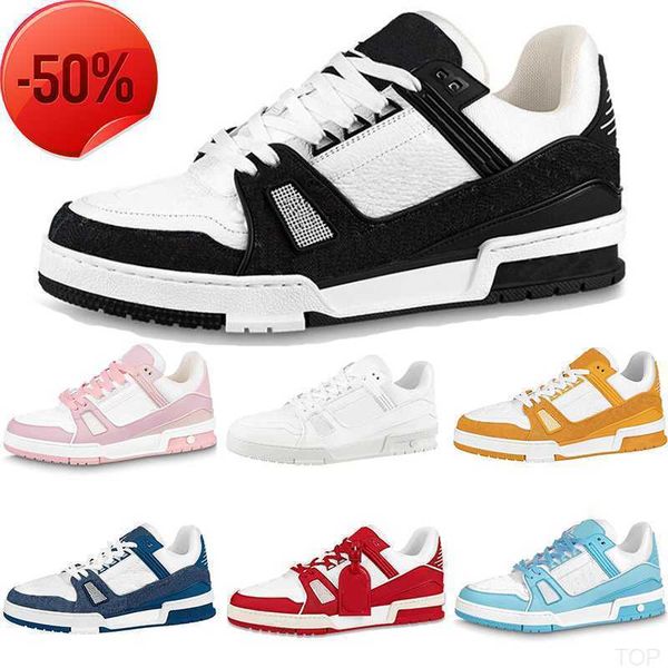 

2023 designer virgil trainer casual shoe sneakers black white panda fashion low platform leather sloe