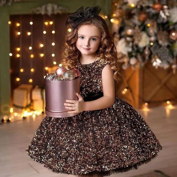 

charming flowers girls dresses sweet children sequin pleat square collar gold shiny ball gowns kids toddler baby girls baptism christening 1, White;red