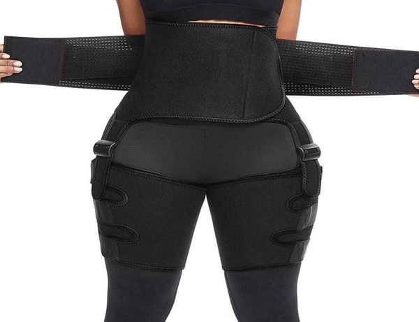 

new 3 in 1 thigh trimmer and butt lift training shapewear high waist women neoprene body shaper slim belt trimmer leg corsets x0712509441, Black;white