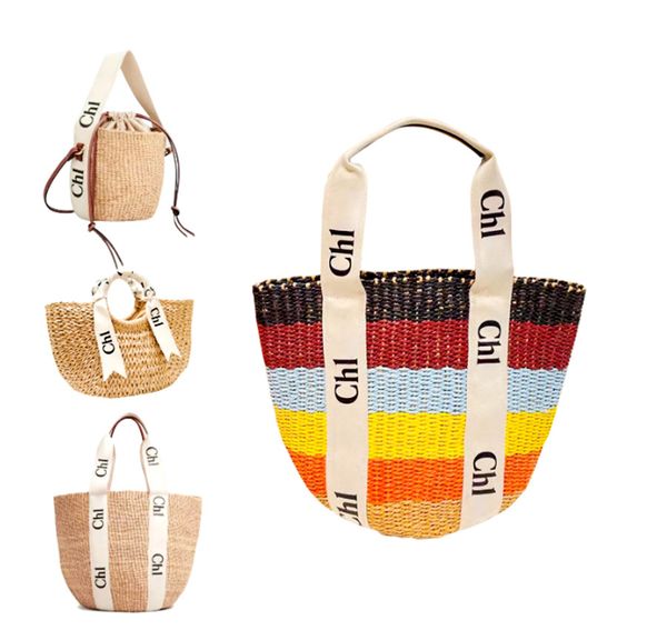 

classic beach raffia basket straw shoulder bag womens mens designer purses wallet woody bucket summer weave travel tote luxury crossbody han