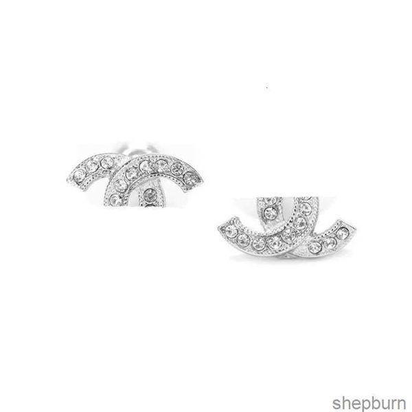 

french luxury brand diamond stud earring gold silver earrings mini letter barnd fashion designer for women party gift, Golden;silver