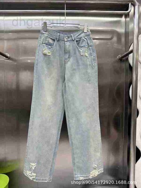 

women's jeans designer summer new niche design diamond jeans with wide legs, fashionable slim, versatile y8jj, Blue