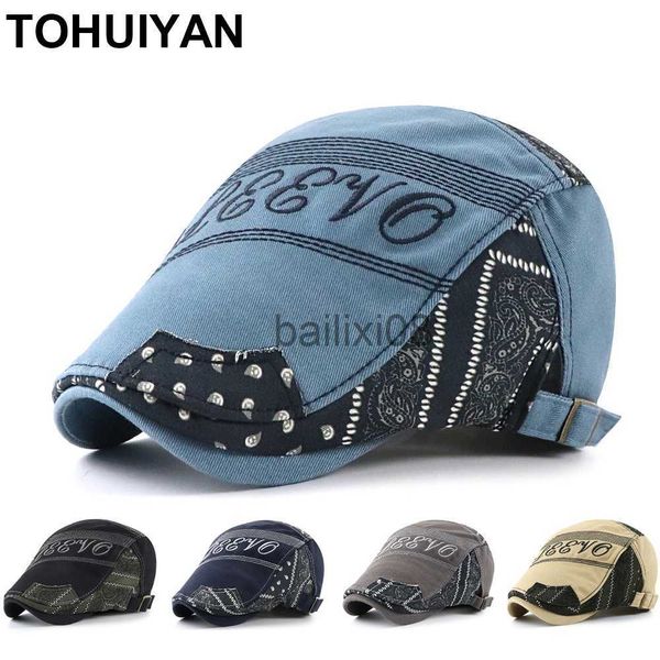 

stingy brim hats tohuiyan retro berets caps for men letters embroidered boina newsboy hat women fashion adjustable gatsby hat artist flat ca, Blue;gray