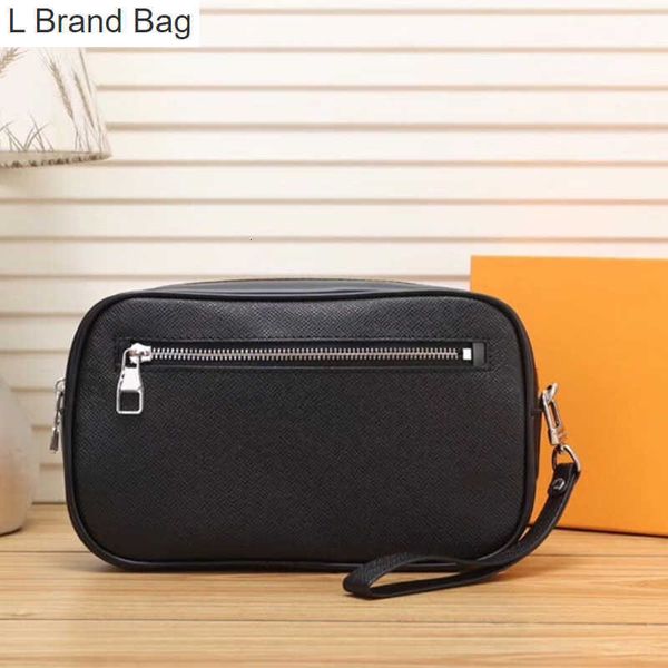 

2023 new 5a strap wrists bags men fashion classic designers clutch bag women coated canvas leather wrist messenger bag wallet luxurys totes, Black