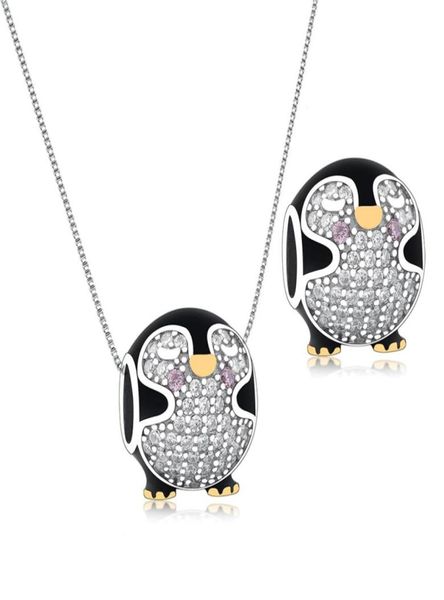 

fit original charm bracelet real 925 silver black baby penguin gold color foot bead for making berloque12200201876438