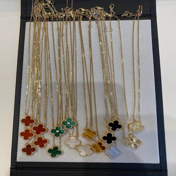 

designer necklace new jewelry 4 leaf clover pendant necklaces bracelet stud earring gold silver mother of pearl green flower necklace link c
