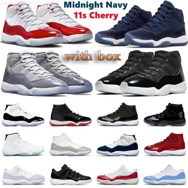 

with box jumpman 11 cherry basketball shoes midnight navy woman mens 11s space jam cool grey low pure violet bred heiress concord jubilee 25, Black