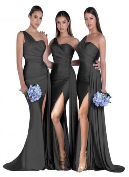 

2023 split side green country style wedding bridesmaid dresses spandex satin mermaid bridesmaid gowns party prom robe gw02136929977, White;pink