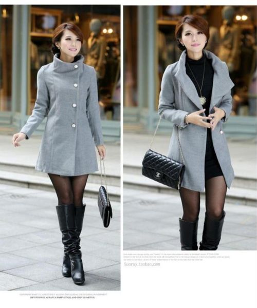

wholesale-women brand new outerwear coats winter cashmere parkas single-breasted wool black grey apricot ps size long jacket nz1087637288
