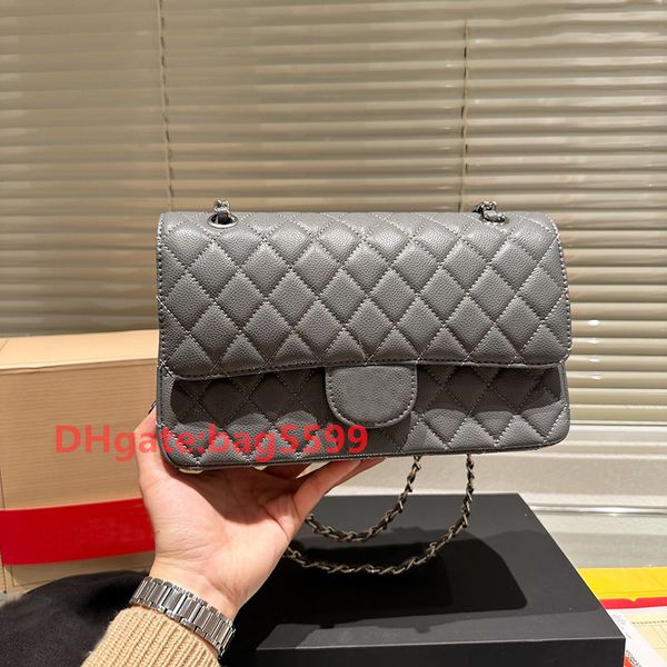

2023 designer bag shoulder bags channel chain bag plaid flap 5a caviar shouder handbag gold /silver chain leather double letter solid color