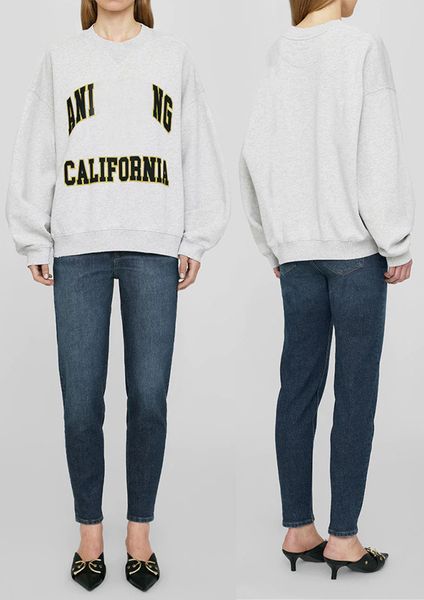

2023ss ab women desginer fashion cotton sweatshirt anine new bing letter print inner fleece and plush women round neck sweater fashion hood, Black
