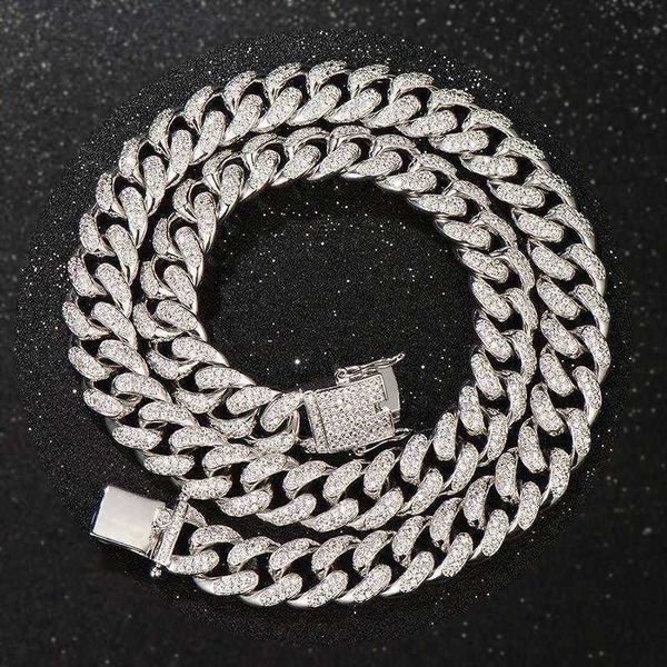 

fashion jewelry western popular men cuban chain 13mm hip hop miami cuban necklace iced out moissanite custom silver cuban chain