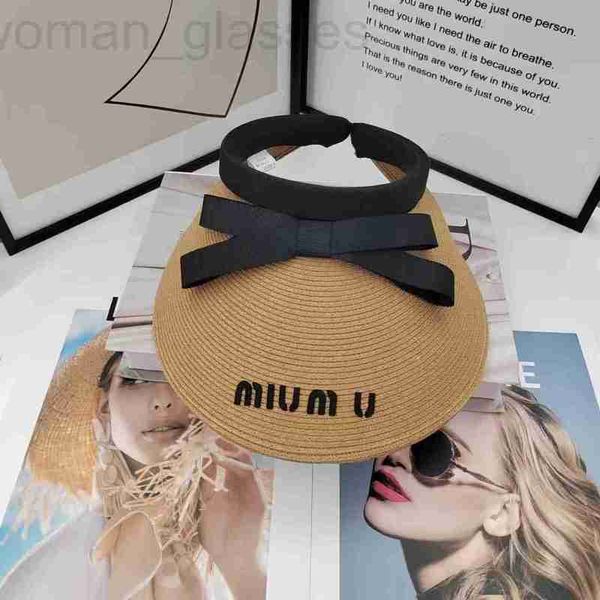 

ball caps designer 2023 new big brim hair band design bow knot show face small empty hat fashion korean version fine grass j6d6, Blue;gray