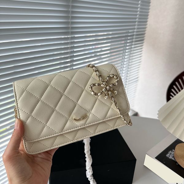 

23p designer womens shoulder bag leather flap beautifully woven chain bow woc hardware metal buckle luxury handbag smatelasse chain crossbod