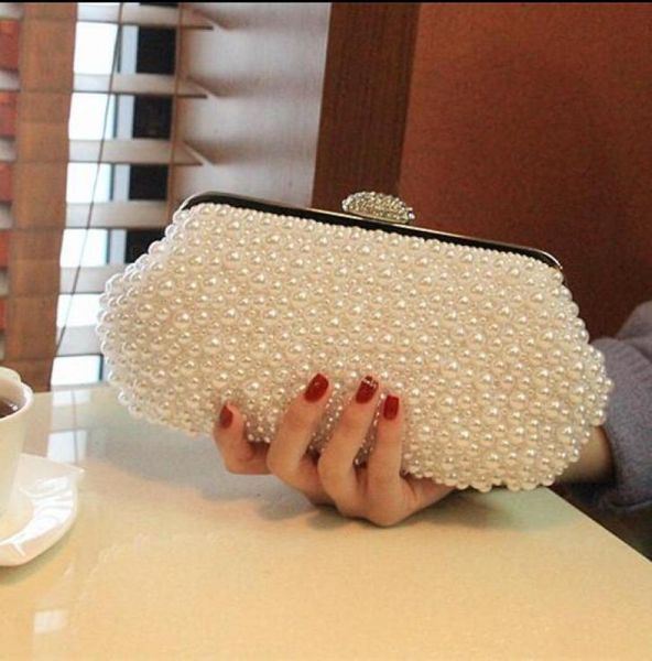 

2019 new fashion pearls evening bags small handbag white beige black shoulder bags clutch bag bridal hand bags party accessories h8748389