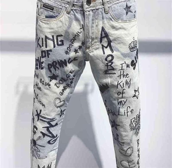 

european brand men jeans pants men biker denim trousers hole grey stripe ankle-length pants skinny for 210723 ioq uareds 2s s1283075, Blue