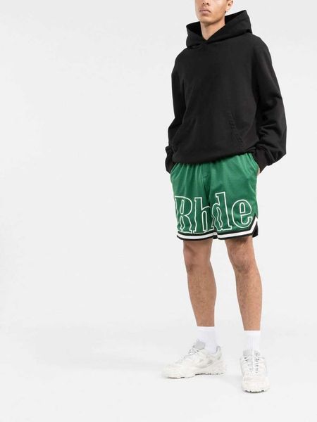 

23rhude american high street fashion brand loose hip hop basketball pants mesh sports shorts, White;black