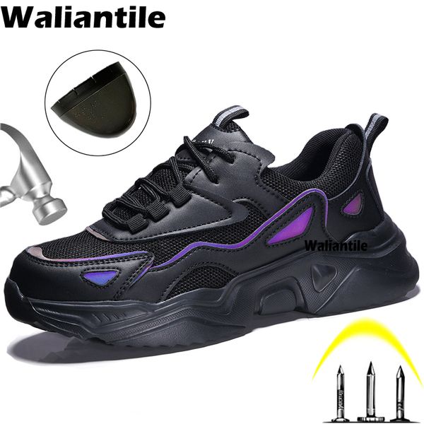 

safety shoes waliantile men women safety shoes sneakers for industrial working puncture proof work boots indestructible steel toe footwear 2, Black;brown
