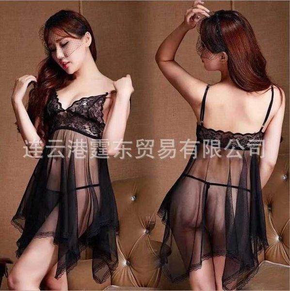 

enchanted valley temptation fun underwear pure desire women transparent strap large set lace sleeping dress, Black;white