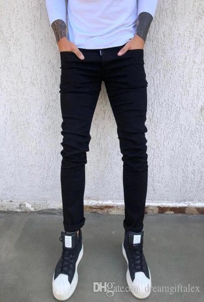

2018 ripped men skinny jeans streetwear hip hop stretch hole pants trouses elastic skinny slim fit denim trousers6045067, Blue